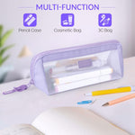 Sileni Cross Net Pencil Pouch Durable, Stylish & Spacious Organizer for Pens, Pencils, and Small Accessories Ideal for School, Office, and Travel Pack of 1(Cross Net Purple Pouch)