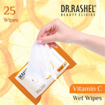 DR.Rashel Vitamin C Pack of 2 Face Wipes, Enriched with goodness of Vitamin C and Aloe Vera Extract | For Multi purpose use | Gives Refreshing and Glowing Skin.(25 pc x 2)