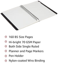 Solimo Wirebound Notebook, A5 Size, 160 Pages, Single Ruled, 70 GSM Paper
