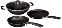 Solimo 3 Pcs Non Stick Cookware Set - Aluminium, Black