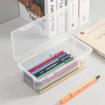 Plastic Pencil Box Stackable Translucent Clear Pencil Box Office Supplies Storage Organizer Box for Gel Pens Erasers Tape Pens Pencil Case School Supplies on Clearance (2)