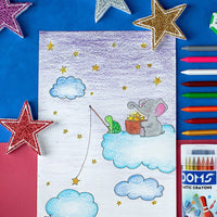 Doms 28 Shades Erasable Plastic Crayons Round Tin Box | Smooth & Even Shading | Bright & Playful Colors | Free Sharpner Inside | Non-Toxic & Safe For Childrens | Pack of 1