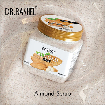 DR.RASHEL Almond Scrub For Face & Body (380 Ml) | All Skin |Cleanser Scrub For Deep Exfoliation | Dead Skin Remover Scrub | Tan Removal | Blackhead Remover Scrub