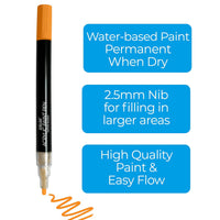 Zieler 12 Acrylic Paint Pens for Rock Painting, Ceramic, Porcelain, Glass, Stone, Pebble, Fabric, Wood & DIY Mug Design Permanent Water-based Marker Pens (Vibrant Colours, Medium Tip - 2.5mm)