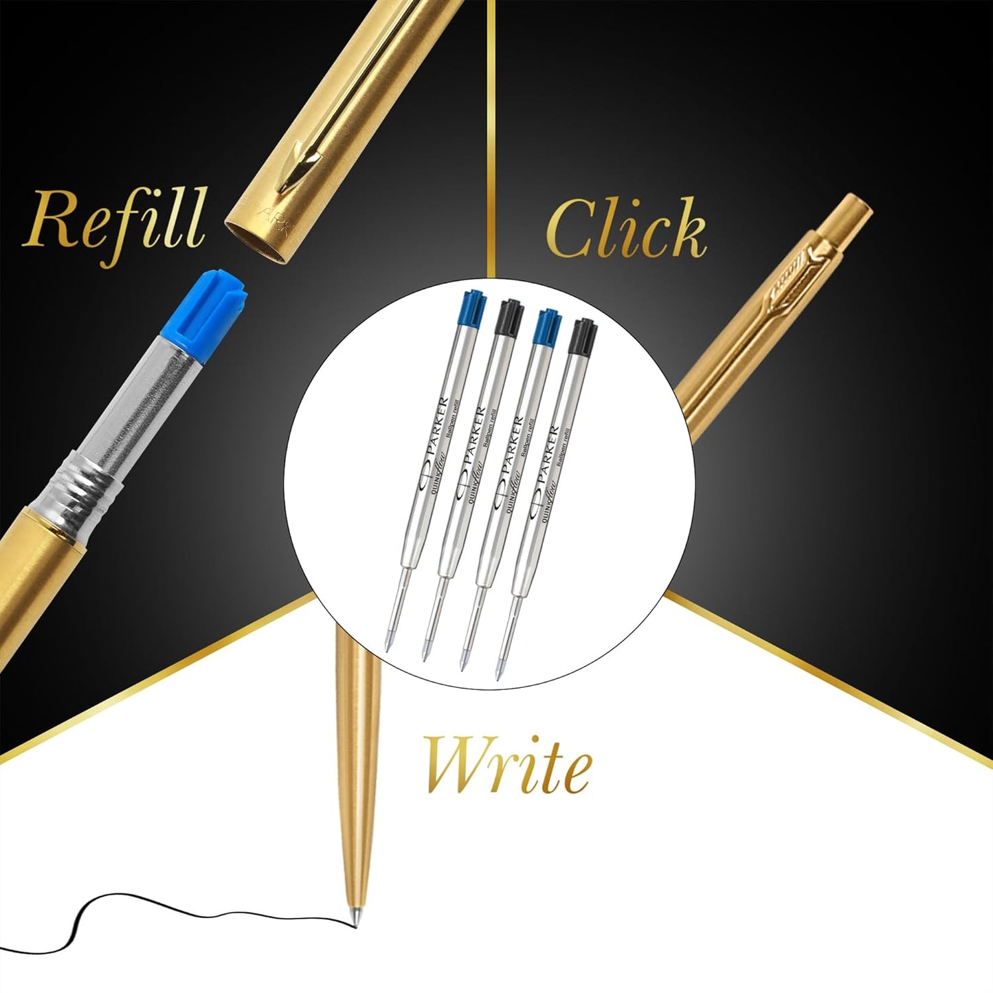 Parker Classic Gold Ball Pen| Ink Color - Blue | Gift For Employees | Leading Pen For Entrepreneurs