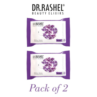 DR.Rashel Lavender Pack of 2 Face Wipes, Enriched with goodness of Lavener and Aloe Vera Extract | For Multi purpose use | Gives Refreshing and Glowing Skin.(25 pc x 2)
