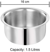 solimo Tri-Ply Stainless Steel Tope with Steel Lid (16 cm, 1.5 litres)