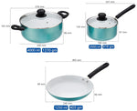 Solimo 3-Piece Non-Stick Cookware Set With Ceramic Coating (Sauce Pan, Dutch Oven And Fry Pan) - Black