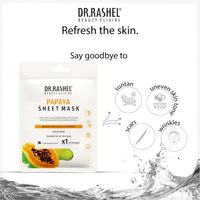 DR.RASHEL Papaya Face Sheet Mask With Serum For Women and Men | All Skin Types | Soft and Healthy Skin | Deep Cleansing & Oil Control | Repairing & Nourishment | Soothing And Hydrating | Paraben Free | Pack Of 2 | 20 Grams Each
