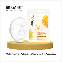 DR.RASHEL Vitamin C Face Sheet Mask With Serum For Women and Men | All Skin Types | Soft and Healthy Skin | Deep Cleansing & Oil Control | Repairing & Nourishment | Soothing And Hydrating | Paraben Free | Pack Of 2 | 20 Grams Each