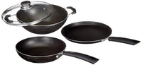 Solimo 3 Pcs Non Stick Cookware Set - Aluminium, Black
