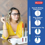 Reynolds 045 PACK OF 15 PENS (POUCH) - 5 BLUE. 5 BLACK, 5 RED | Ball Point Pen Set With Comfortable Grip | Pens For Writing | School and Office Stationery | Pens For Students | 0.7mm Tip Size