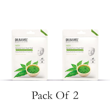 DR.RASHEL Neem Face Sheet Mask With Serum For Women and Men | All Skin Types | Soft and Healthy Skin | Deep Cleansing & Oil Control | Repairing & Nourishment | Soothing And Hydrating | Paraben Free | Pack Of 2 | 20 Grams Each