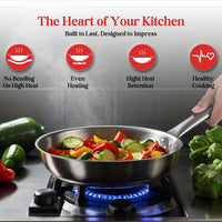 Kraft Futuretec Triply Stainless Steel Cookware Set | 4 Pc Triply Cookware Set | Kadai with Lid (22 cm, 3.2l), Frypan (22 cm), Saucepan (16 cm, 1.6L) | Gas, Induction, Oven Friendly | 5-Year Warranty