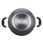 Solimo Aluminium 3 Piece Non-Stick Cookware Set|Granite Finish|Induction Base|Pfoa Free|High Temperature Resistant Exterior Coating|25 Cm Tawa,22 Cm Kadai,1 Glass Lid|Grey