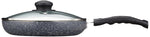 Solimo Aluminium 3 Piece Non-Stick Cookware Set|Granite Finish|Induction Base|Pfoa Free|High Temperature Resistant Exterior Coating|25 Cm Tawa,22 Cm Fry Pan,1 Glass Lid|Grey