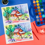 Doms 36 Shades 30mm Water Colour Cakes | Easy to Use Palette Lid | Organic Rich Colour Pigments | Free Brush Inside | Non-Toxic & Safe for Kids | Pack of 1