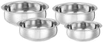 Solimo Stainless Steel Handi Set size 15cm,16 cm,19cm,21cm (4 pieces, 750ml, 1100ml, 1500ml and 1900ml)