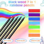 VIHM 12 Colors Rainbow Pencils for Kids Adults, Rainbow Colored Pencil Art Supplies for Girls Boys, Black Wood Multi Colored Pencils for Coloring Drawing Sketching, Pre-sharpened with Free Sharpener