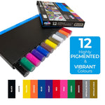 Zieler 12 Acrylic Paint Pens for Rock Painting, Ceramic, Porcelain, Glass, Stone, Pebble, Fabric, Wood & DIY Mug Design Permanent Water-based Marker Pens (Vibrant Colours, Medium Tip - 2.5mm)