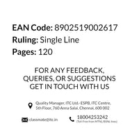 Classmate Notebook - Single Line, 120 Pages, 240 mm x 180 mm - Pack Of 4 [Cover page design might vary]