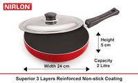 Nirlon Non-Stick 3 Layer Coated 5 Piece Kitchen Cooking Utensils Combo Set Offer with Red and Black Color, Gas Compatible