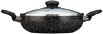 Solimo Aluminium 3 Piece Non-Stick Cookware Set Detachable Handle |Granite Finish | Induction Base | Pfoa Free | High Temperature Resistant Exterior Coating | Black