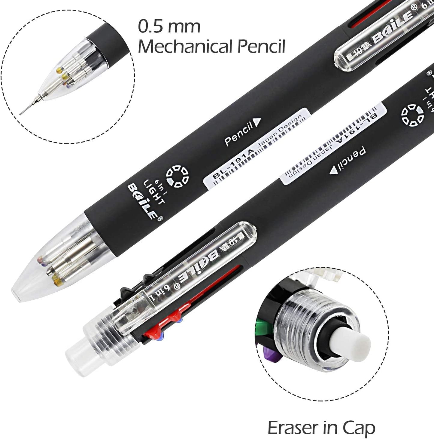 Levin THE NEXT LEVEL IN OFFICE STATIONERY Baile 6 In 1 White Ballpoint Pens 5 Colors 0.7 Mm Ballpoint Pen And 0.5 Mm Mechanical Pencil In One Pen (Pack Of 1, Color May Vary)