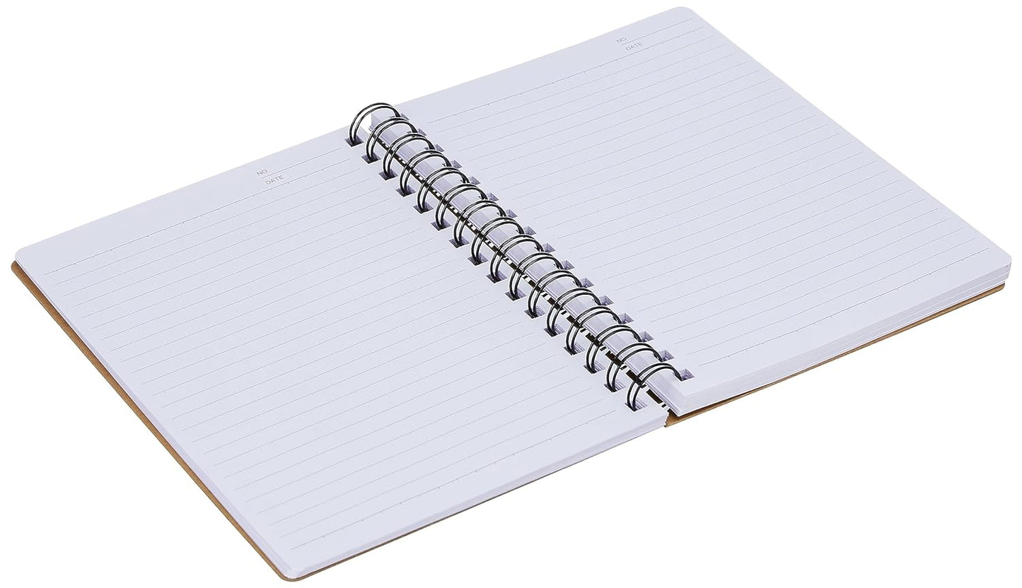 Solimo Notebooks, Spiral-Bound, Kraft Cover, Lightweight, Pleasing Designs (A5, 160 Pages, 100 GSM, Set of 3)
