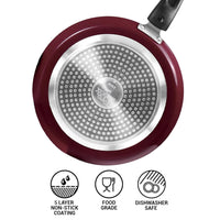 Milton Pro Cook Kitchen Jewel Set of 5, Peach (Fry pan 24 cm/1.6 litres; Kadhai 24 cm/2.5 litres with Glass lid; Tawa 25 cm) | Induction | Hot Plate | Flame Safe