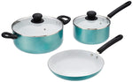 Solimo 3-Piece Non-Stick Cookware Set With Ceramic Coating (Sauce Pan, Dutch Oven And Fry Pan) - Black