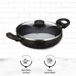 Solimo Aluminium 6 Piece Non-Stick Cookware Set with Detachable Handle| Granite Finish | Induction Base | Pfoa Free | HTR Exterior Coating | Black