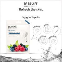 DR.RASHEL Mix Berries Face Sheet Mask With Serum For Women and Men | All Skin Types | Soft and Healthy Skin | Deep Cleansing & Oil Control | Repairing & Nourishment | Soothing And Hydrating | Paraben Free | Pack Of 2 | 20 Grams Each