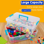 UCRAVO 2 Layer Plastic Storage Containers with Lids, Multipurpose Clear Stack & Carry Box, Portable Craft Organizers, and Storage Bin for Organizing Arts & Crafts, Sewing, stationery box,(MultiColor)