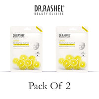 DR.RASHEL Lemon Face Sheet Mask With Serum For Women and Men | All Skin Types | Soft and Healthy Skin | Deep Cleansing & Oil Control | Repairing & Nourishment | Soothing And Hydrating | Paraben Free | Pack Of 2 | 20 Grams Each