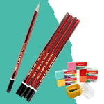 Nataraj Writing Kit|5 Pencils|1 Filly Sharpener|1 Pouch Of 5 Pebbles Erasers|1 Itip Gel Pen|1 Classic Ball Pen|1 15Cm Scale|1 Pasto Eraser|Portable Kit|Academic Kit|Ideal For Gifting, Ink black