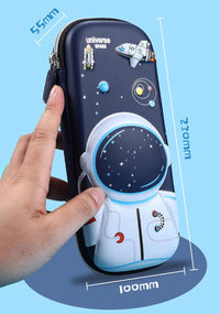 wolpin Ethylene Vinyl Acetate (EVA) 1Pc 3D Pencil Case, Large Capacity Pencil Pouch Bag For Boys & Girls Students With Zip Closure Portable Stationery Bag Organizer Eva, Space Blue