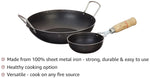 Solimo Sheet Metal Iron Cookware Set of 2 Pcs (Kadai 24 cm, Tadka Pan 13 cm) (Black)