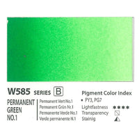 Mijello Mission Gold Class Professional Grade Extra-Fine Watercolour - Permanent Green No. 1 (585) - 15 ml