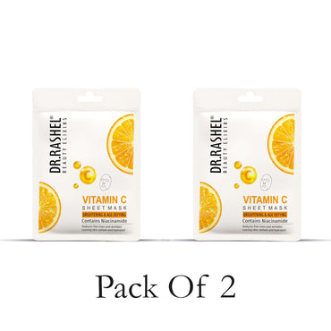 DR.RASHEL Vitamin C Face Sheet Mask With Serum For Women and Men | All Skin Types | Soft and Healthy Skin | Deep Cleansing & Oil Control | Repairing & Nourishment | Soothing And Hydrating | Paraben Free | Pack Of 2 | 20 Grams Each