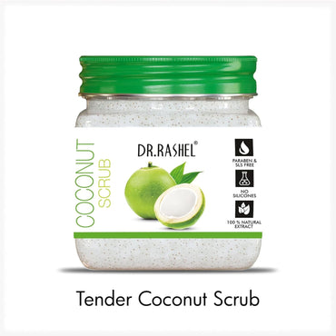 DR.RASHEL Tender Coconut Face Scrub For Hydrating & Moisturizer Scrub (380ml) | Cleanser Scrub For Deep Exfoliation & soothnes | Dead Skin Cell Remover Facial Scrub For All Skin Types
