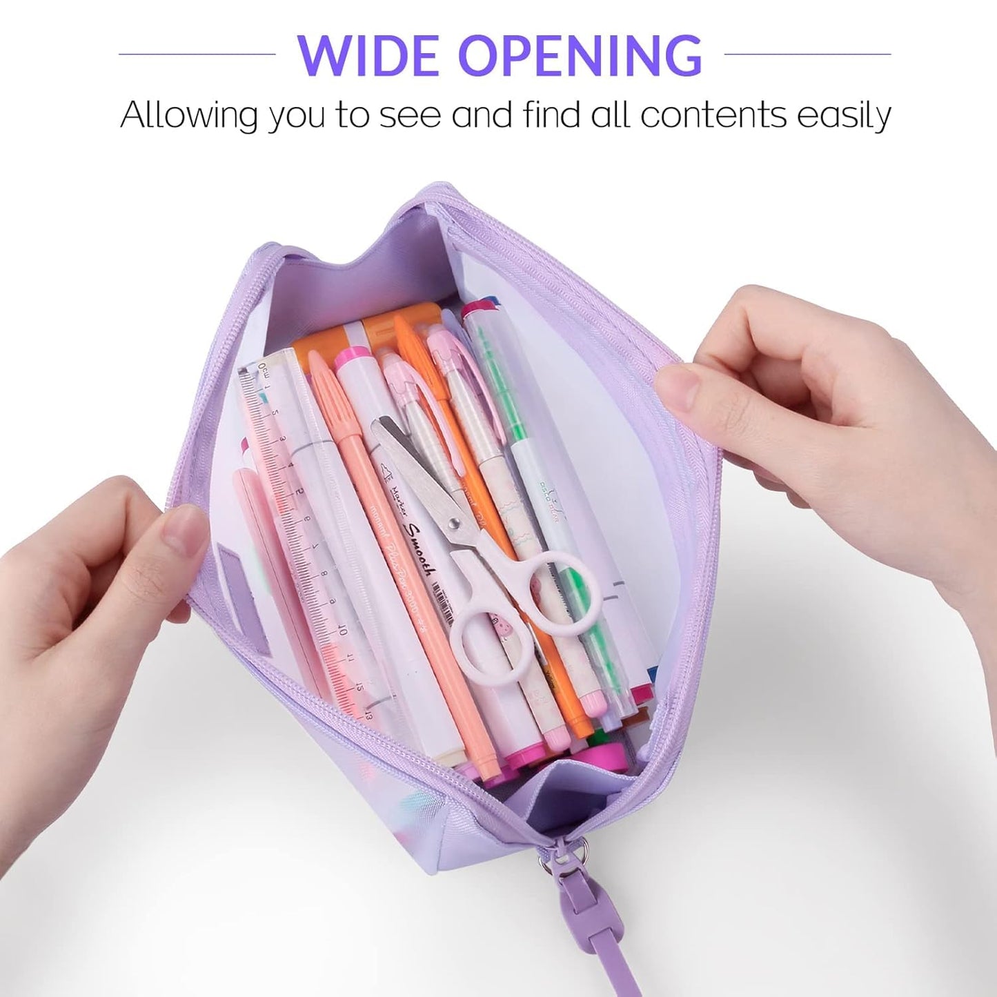 Sileni Cross Net Pencil Pouch Durable, Stylish & Spacious Organizer for Pens, Pencils, and Small Accessories Ideal for School, Office, and Travel Pack of 1(Cross Net Purple Pouch)