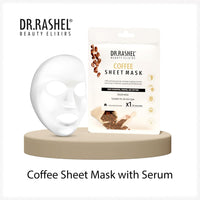 DR.RASHEL Coffee Face Sheet Mask With Serum For Women and Men | All Skin Types | Soft and Healthy Skin | Deep Cleansing & Oil Control | Repairing & Nourishment | Soothing And Hydrating | Paraben Free | Pack Of 2 | 20 Grams Each