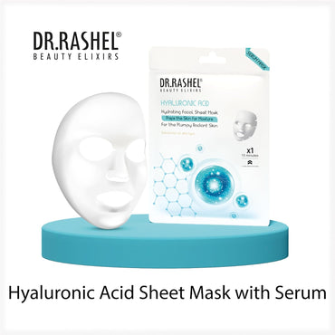 DR.RASHEL Hyaluronic Face Sheet Mask With Serum For Women And Men | All Skin Types | Repairing & Nourishment | Soothing And Hydrating | Paraben Free | Pack Of 4 | 20 Grams Each
