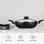 Solimo Aluminium 6 Piece Non-Stick Cookware Set with Detachable Handle| Granite Finish | Induction Base | Pfoa Free | HTR Exterior Coating | Black