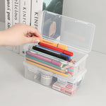 Plastic Pencil Box Stackable Translucent Clear Pencil Box Office Supplies Storage Organizer Box for Gel Pens Erasers Tape Pens Pencil Case School Supplies on Clearance (2)
