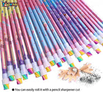 Toyshine Pack of 26 Pencils HB Graphite Pencils Thick Strong Grip Pencils, Suitable for School, Kids Art Drawing Drafting Sketching Shading (24 Pencils, 2 Erasers)