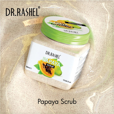 DR.RASHEL Scrub For Face & Body (Papaya Scrub, 380 ML) | All Skin |Cleanser Scrub For Deep Exfoliation | Dead Skin Remover Scrub | Tan Removal | Blackhead Remover Scrub | Face Scrub | Body Scrub