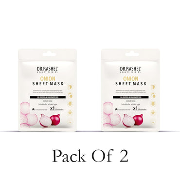 DR.RASHEL Onion Face Sheet Mask With Serum For Women and Men | All Skin Types | Soft and Healthy Skin | Deep Cleansing & Oil Control | Repairing & Nourishment | Soothing And Hydrating | Paraben Free | Pack Of 2 | 20 Grams Each