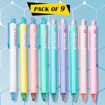 WISHKEY Plastic Colorful Retractable Gel Ink Pen Set For Kids, Unique Shades Drawing Pen, Stationery Gift For Decoration Class Projects, Doodling, Multicolor, 8+Years(Set of 9)